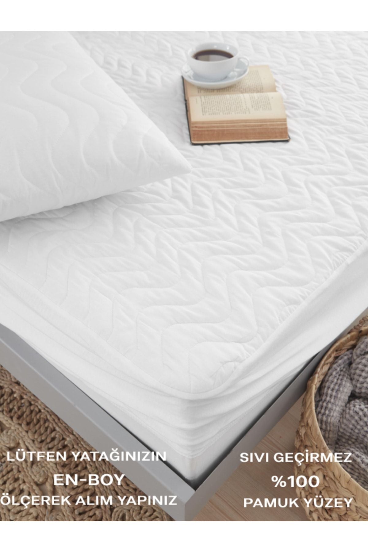 VESSİNOHOME Quilted Fitted White Mattress Protector Single Double Waterproof Non-Sweating Mattress Pad 1