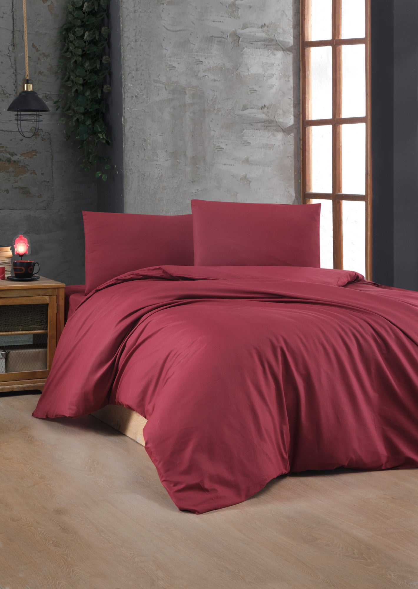 Ranforce Double Quilt Cover Set Maroon v2 Maroon 170PTK2229 2