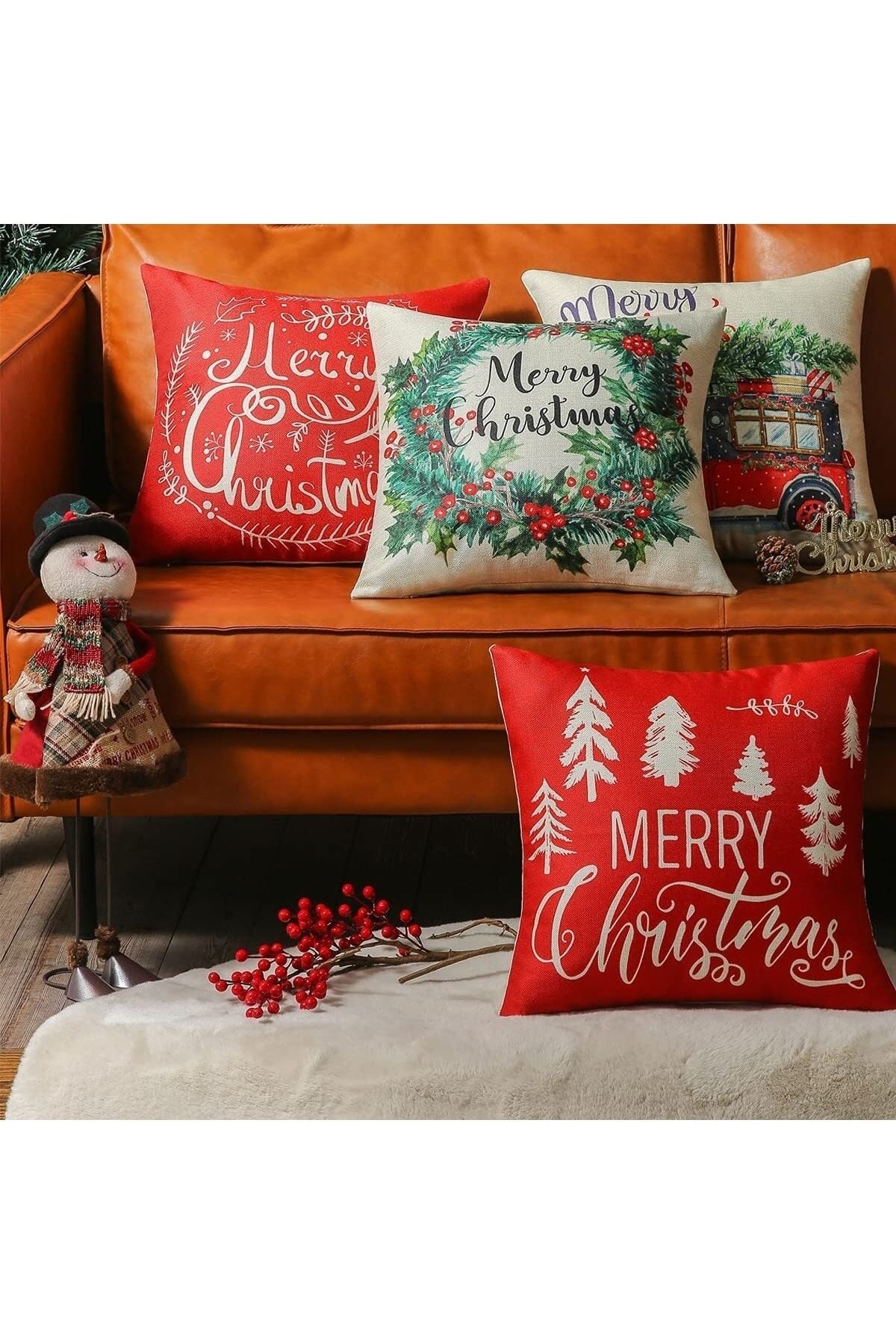 Benlisso Home Christmas Patterned 4-Piece Pillow Cover (Merry Christmas) 2