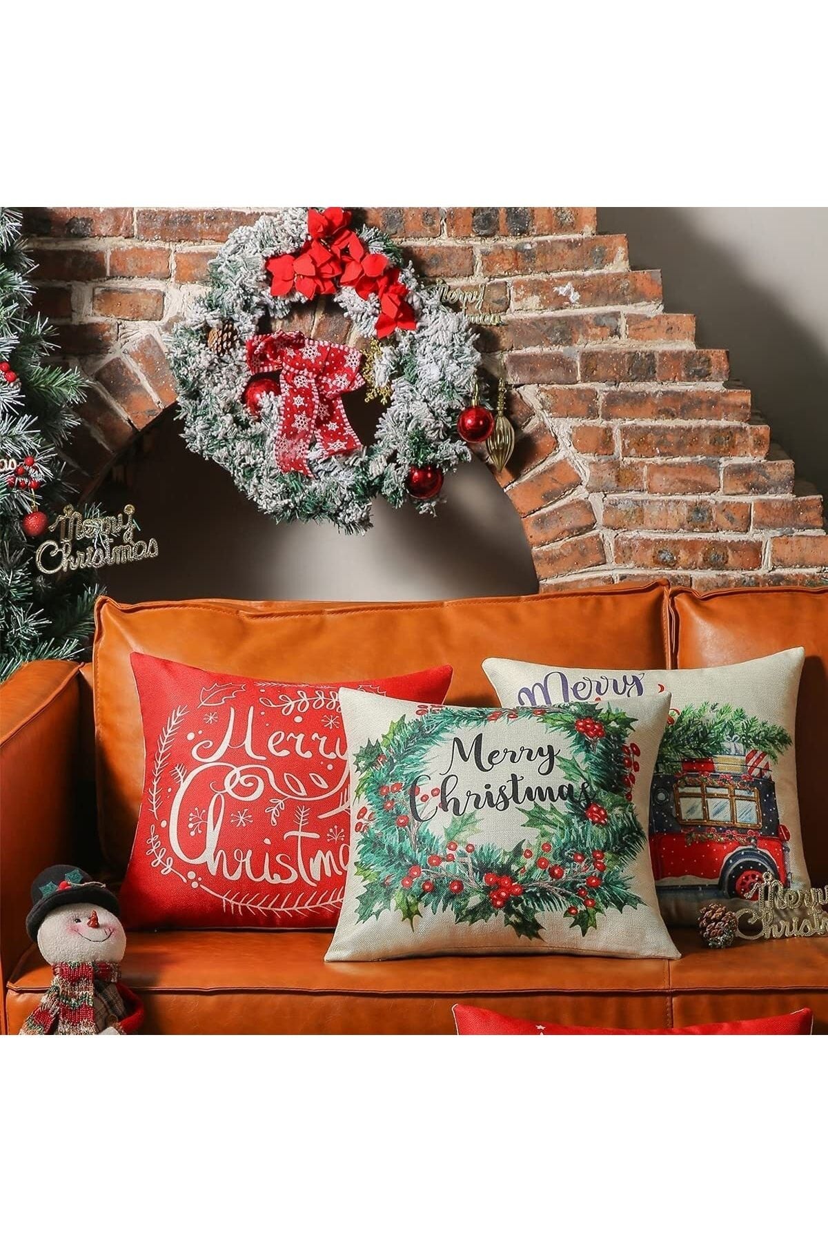 Benlisso Home Christmas Patterned 4-Piece Pillow Cover (Merry Christmas) 3