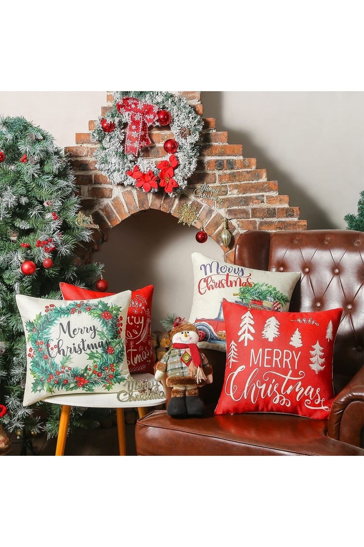 Benlisso Home Christmas Patterned 4-Piece Pillow Cover (Merry Christmas) 4