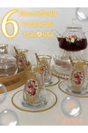 SAMSA Altın Gül Desenli Model Cam Bardak Tabak 6 Kişilik Çay Seti 6 Person Tea Set 6