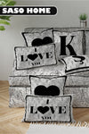 SasoHome Grey Letter Pillow Cover - M Letter - Grey Background Decorative Gift Pillow Cover 3