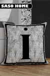 SasoHome Gray Lettered Pillowcase - I Letter - Gray Background Decorative Gift Pillowcase 1