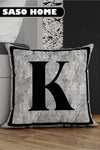 SasoHome Grey Letter Cushion Cover - K Letter - Grey Background Decorative Gift Cushion Cover 1