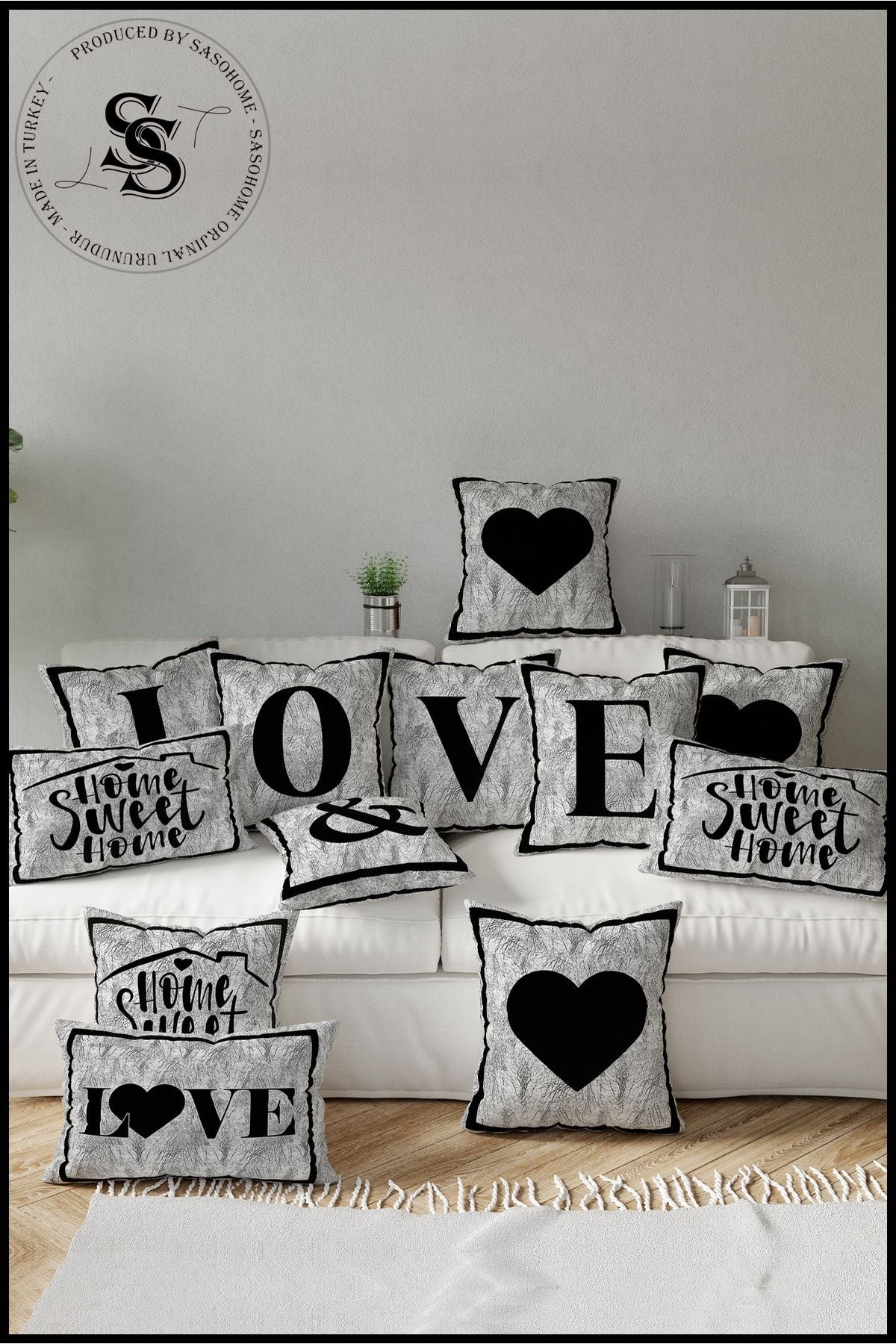 SasoHome Gray Letter Cushion Cover - T Letter - Gray Background Decorative Gift Cushion Cover 2