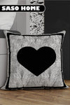 SasoHome Lettered Cushion Cover - Heart Symbol - Lettered Decorative Digital Printed Cushion Cover 1