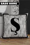 SasoHome Gray Letter Pillow Cover - Letter S - Gray Background Decorative Gift Pillow Cover 1