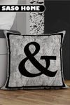 SasoHome Grey Letter Throw Pillow Cover - & Letter - Grey Background Decorative Gift Pillow Cover 1