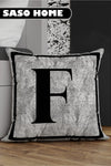 SasoHome Grey Letter Cushion Cover - F Letter - Grey Background Decorative Gift Cushion Cover 1