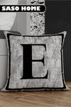 SasoHome GRAY Lettered Cushion Cover - Letter E - GRAY Background Decorative Gift Cushion Cover 1