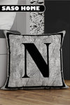 SasoHome Gray Letter Pillow Cover - N Letter - Gray Background Decorative Gift Pillow Cover 1