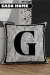 SasoHome Grey Lettered Pillow Cover - G Letter - Grey Background Decorative Gift Pillow Case 1