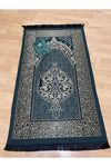 AYHANHOME Tafta Fringed Green Prayer Rug, Yasin, Tasbih Set 2