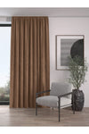 Demor Home Velvet Textured Extra Pleated Chocolate Brown High Quality Curtain Single Panel 1