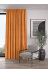 Demor Home Velvet Textured Extrafor Pleated Orange High-Quality Curtain Single Panel 1