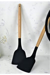 Senin Dükkanın 7 Piece Bamboo Handle Silicone Ladle Spatula Kitchen Set Black 5