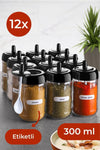 Vienev Self-Scooping Labeled 12-Piece Long Spice Set - Glass 1