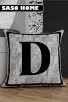 SasoHome Grey Letter Cushion Cover - D Letter - Grey Background Decorative Gift Cushion Cover 1