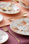 ACAR Mari Gold Pink Floral 6-Person 29-Piece Porcelain Dinner Set 12349 2