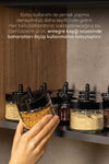 Vienev Black Screen-Printed Labeled 12-Piece Spice Jar Set with Self-Scooping Lids Short 2