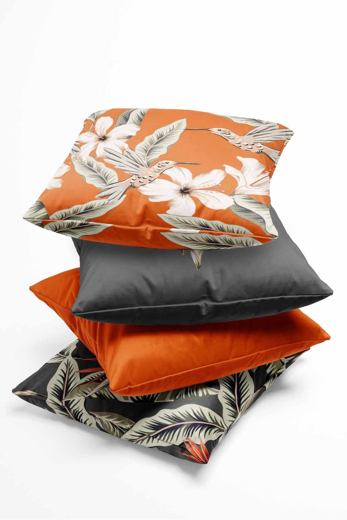 Pilloveland Double-Sided Printed Hibiscus Patterned 4-Piece Suede Pillow Cover 3