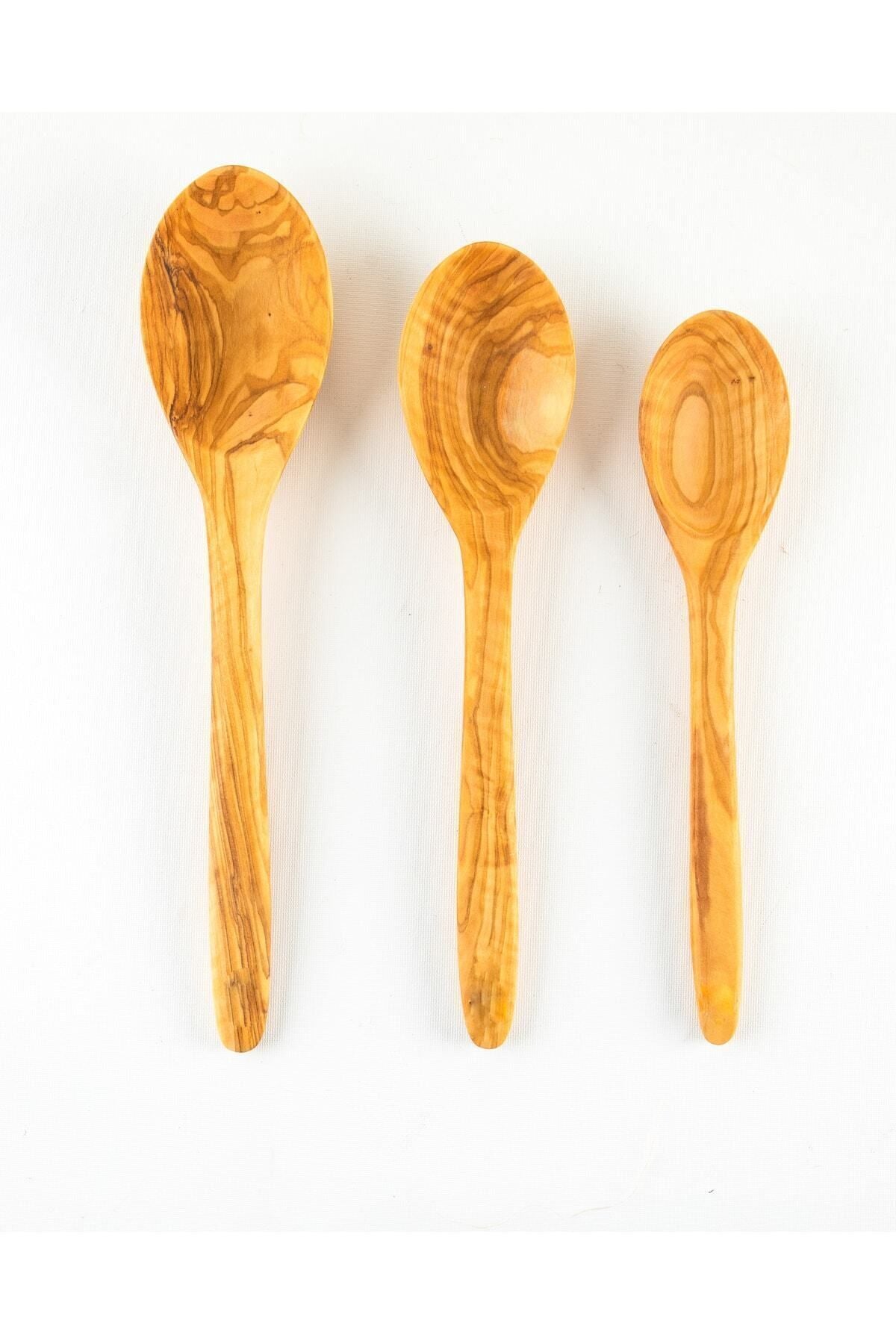 Demy Craft Handmade Olive Wood 3-Piece Large Wooden Spoon Set 4