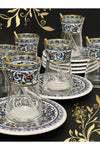 SAMSA Heybeli Gold Botanical Patterned Tile Motif Tea Set For 6 Persons 1