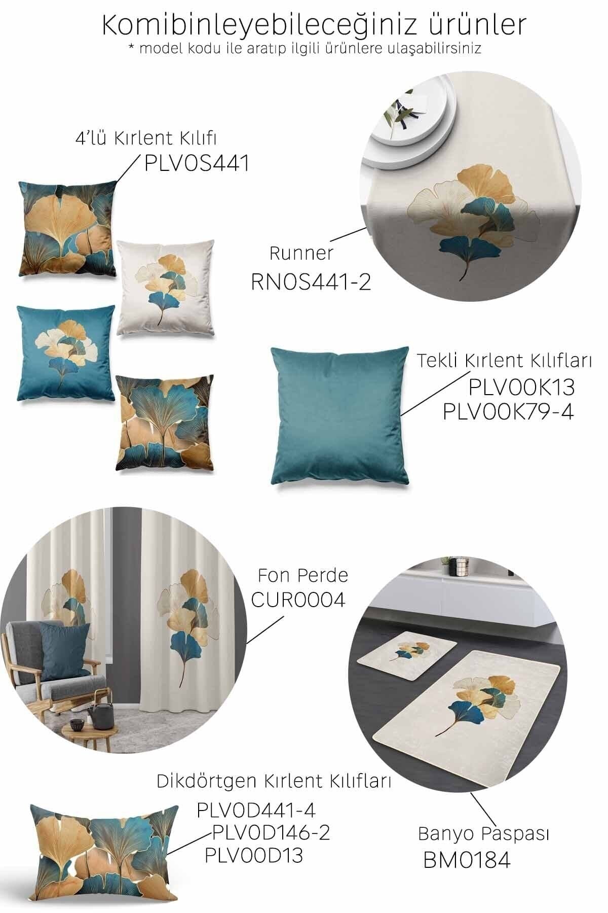 Pilloveland Double-Sided Printed Gold Ginkgo Patterned 4-Piece Suede Cushion Cover 2