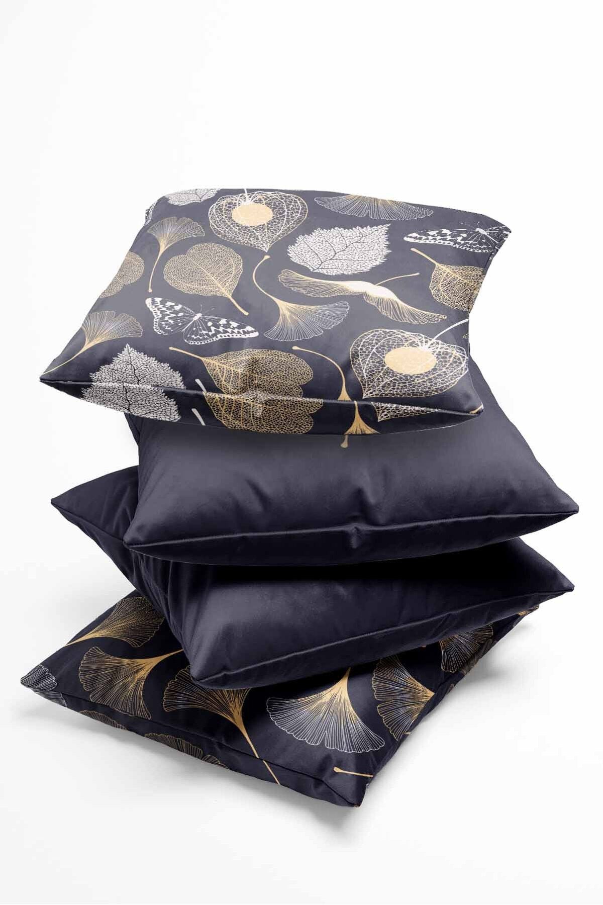 Pilloveland Double-Sided Printed Ginkgo Patterned 4-Pack Suede Cushion Covers 3