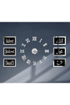 Wooden Factory 3D Roman Numeral Clock And Patience Gratitude Pray Allah Muhammad Vav Panel Set (Black Silver) 1