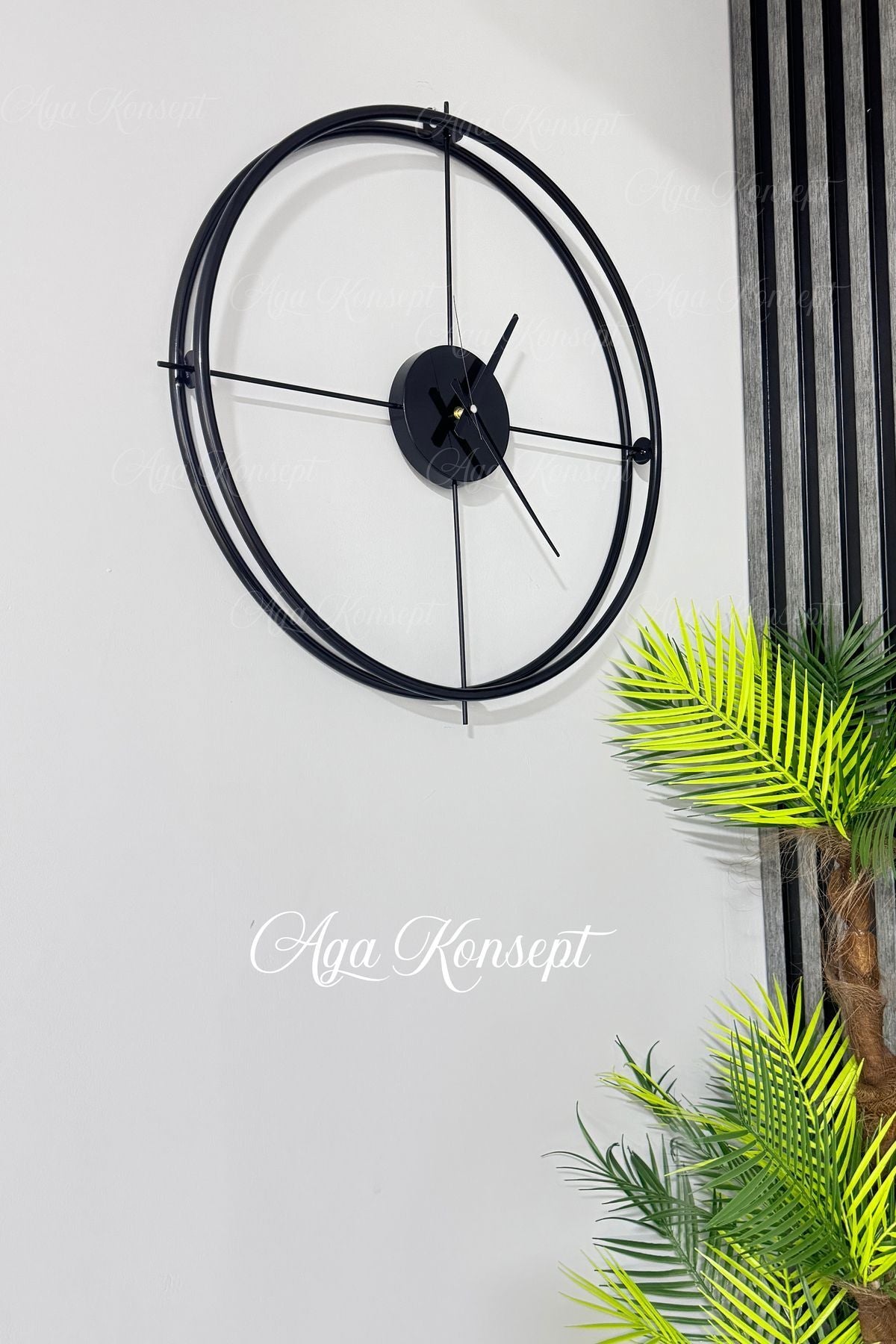 AGA KONSEPT Spanish And Scandinavian Style 60 Cm Black, Wrought Iron Metal Minimalist Wall Clock 2