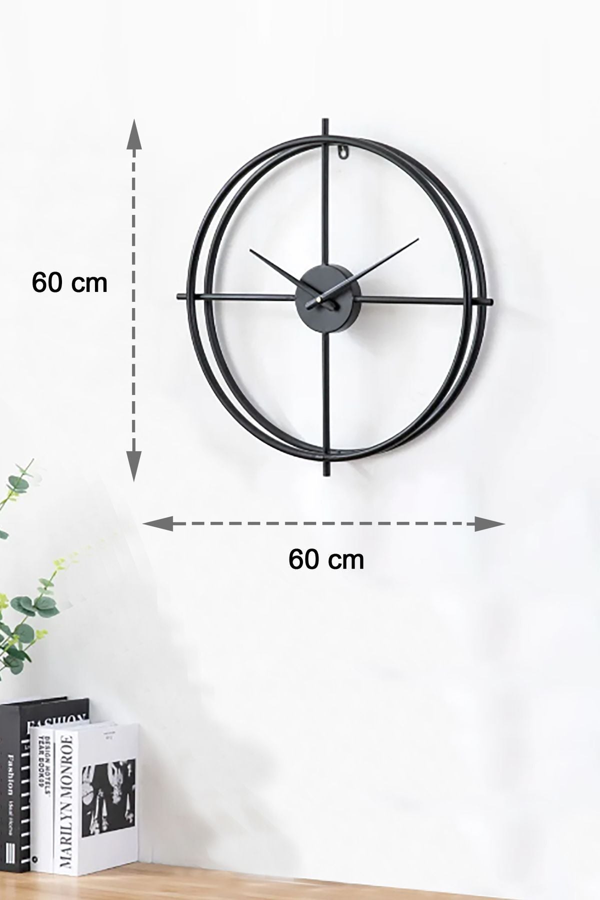 AGA KONSEPT Spanish And Scandinavian Style 60 Cm Black, Wrought Iron Metal Minimalist Wall Clock 6