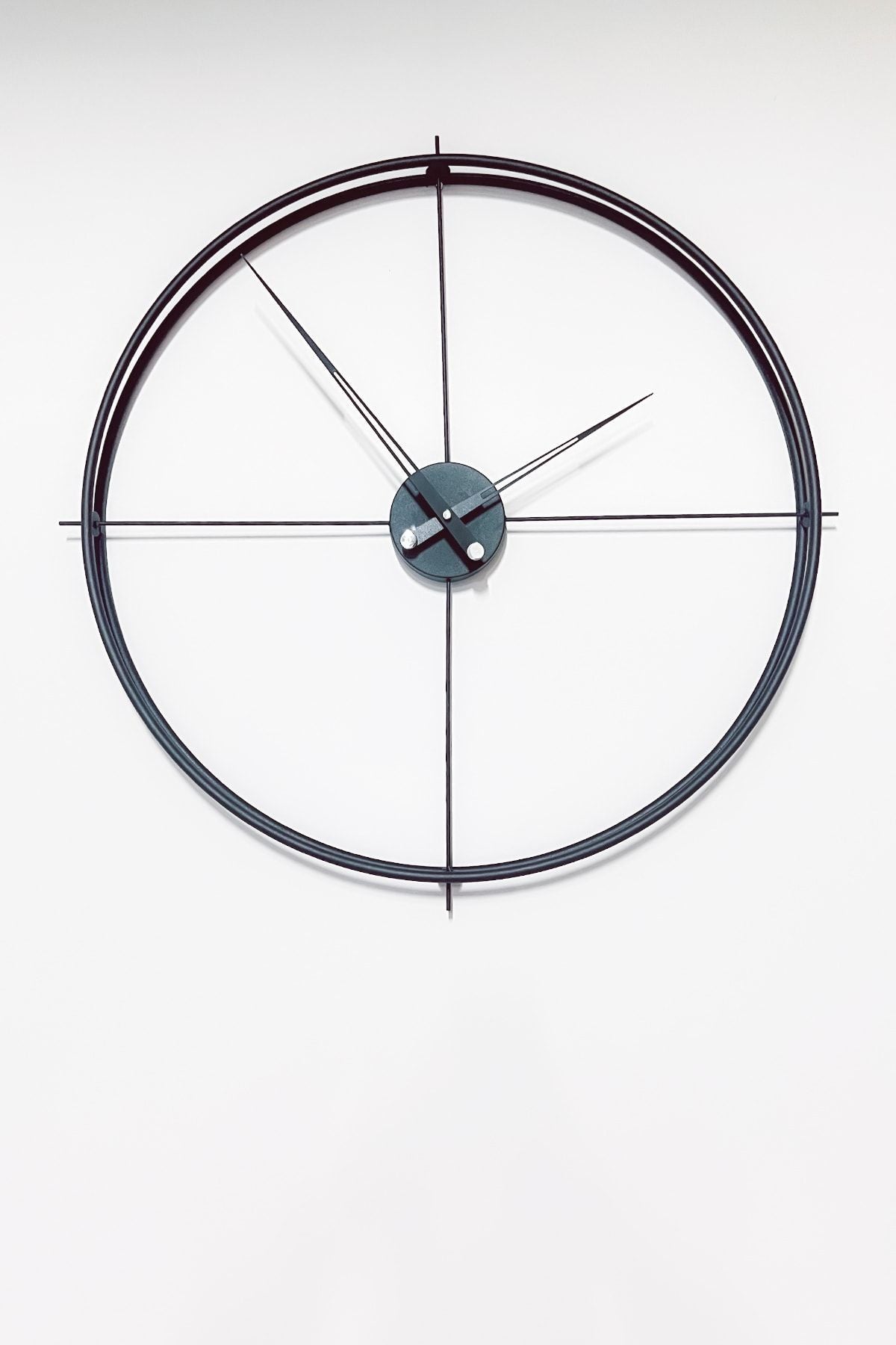 AGA KONSEPT Scandinavian XXL 90 Cm Black, Spanish And Scandinavian Style Wrought Iron Metal Minimalist Wall Clock 3