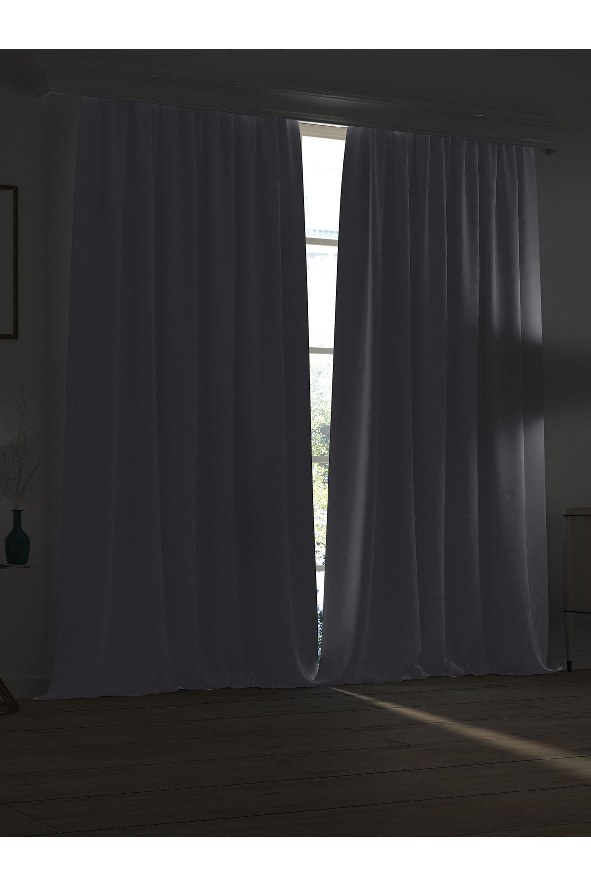 Demor Home High Quality Gray Blackout Curtain with Pleated Tape Single Panel 2