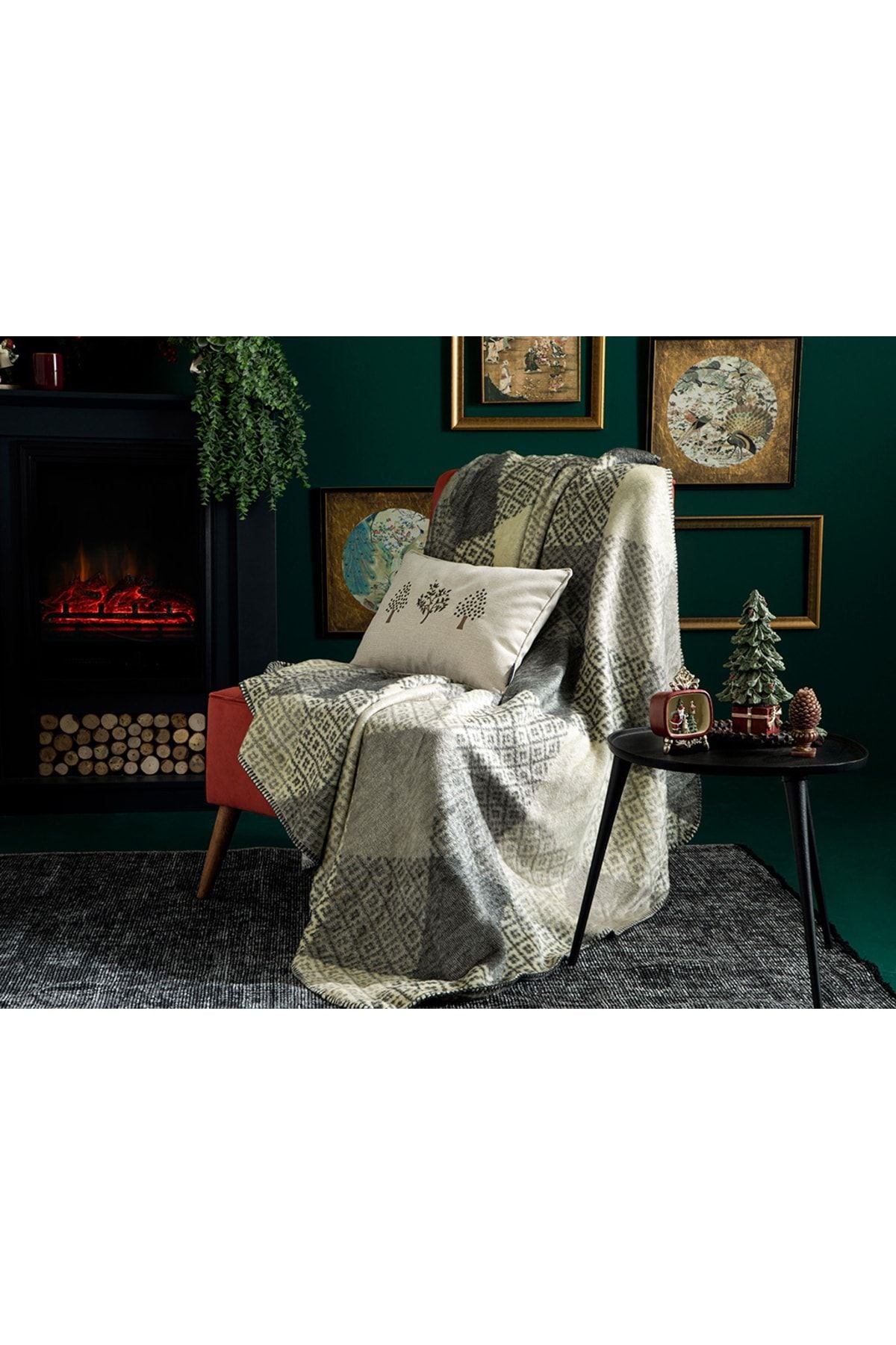 English Home Argyle Acrylic TV Blanket 130x170 Cm Gray 2