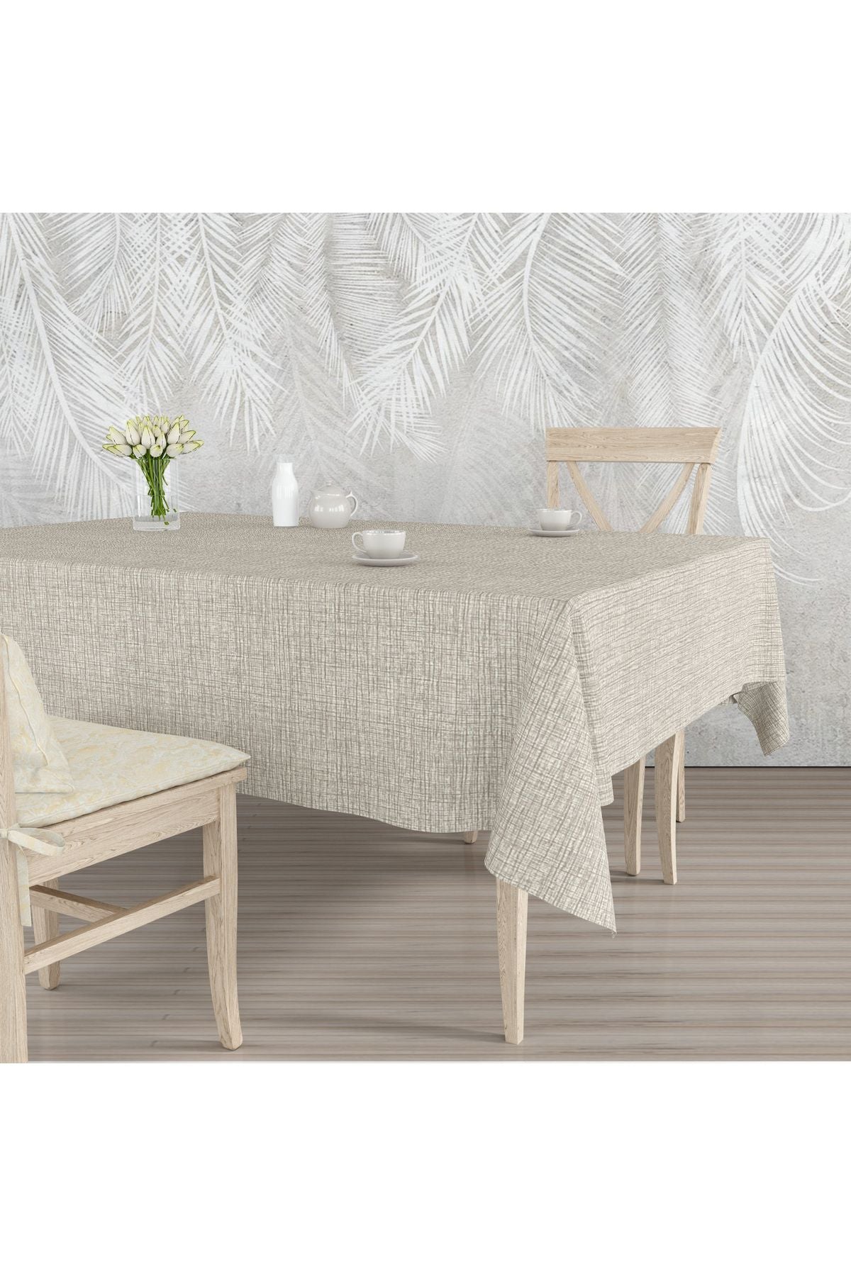 EMSAHOME Washable and Wipeable Stain-Resistant Fabric-Look Hygienic Tablecloth 1