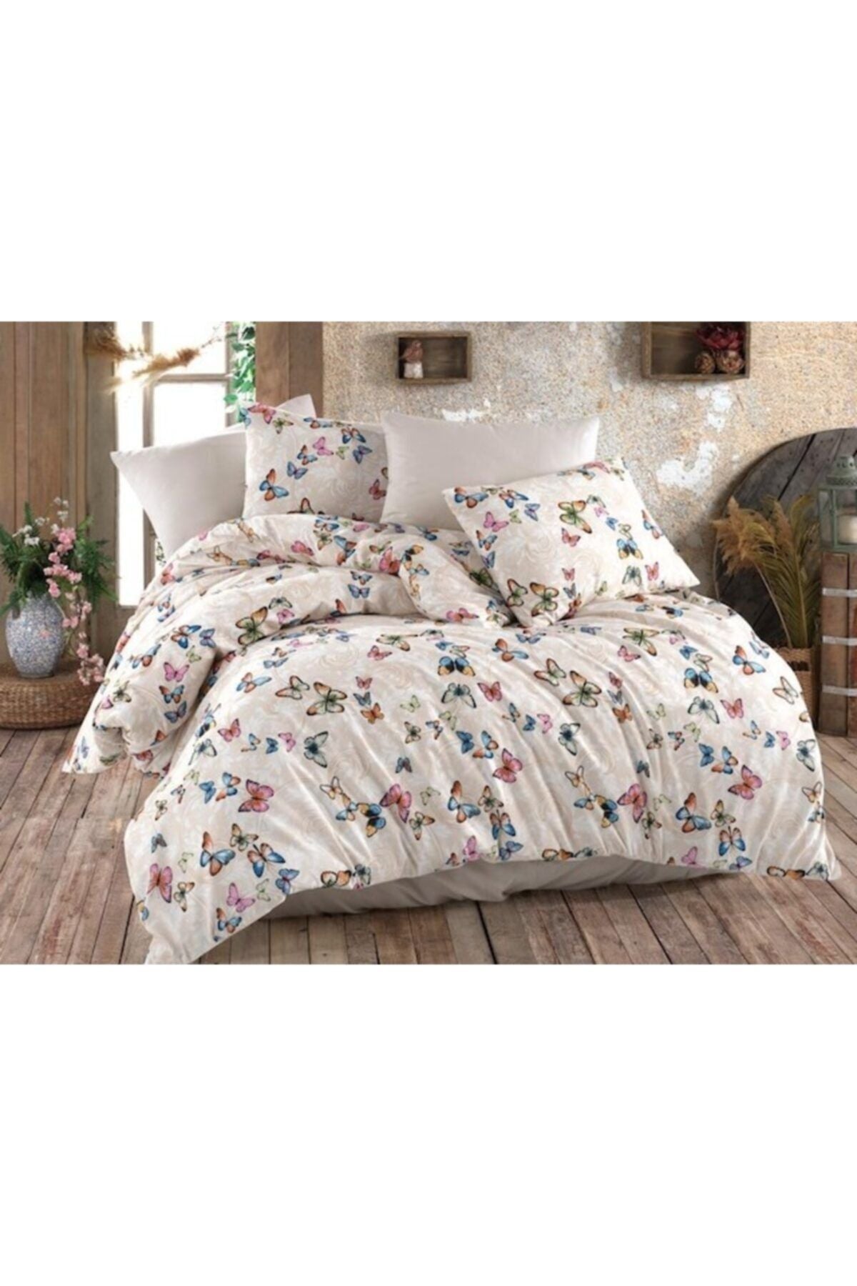 Üntaş Life Series Butterfly Pattern Double Cotton Duvet Cover Set 200x220 1