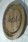 Pey Aksesuar Wooden And Mirrored Allah-Muhammad Motif Wall Clock With Normal Numbers 4