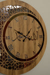 Pey Aksesuar Wooden And Mirrored Allah-Muhammad Motif Wall Clock 2