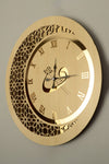 Pey Aksesuar Wooden And Mirrored Vav Motif Wall Clock 3