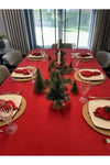 Decamor Home Velvet Textured Red Tablecloth Christmas Table 1