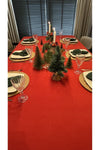 Decamor Home Velvet Textured Red Tablecloth Christmas Table 8