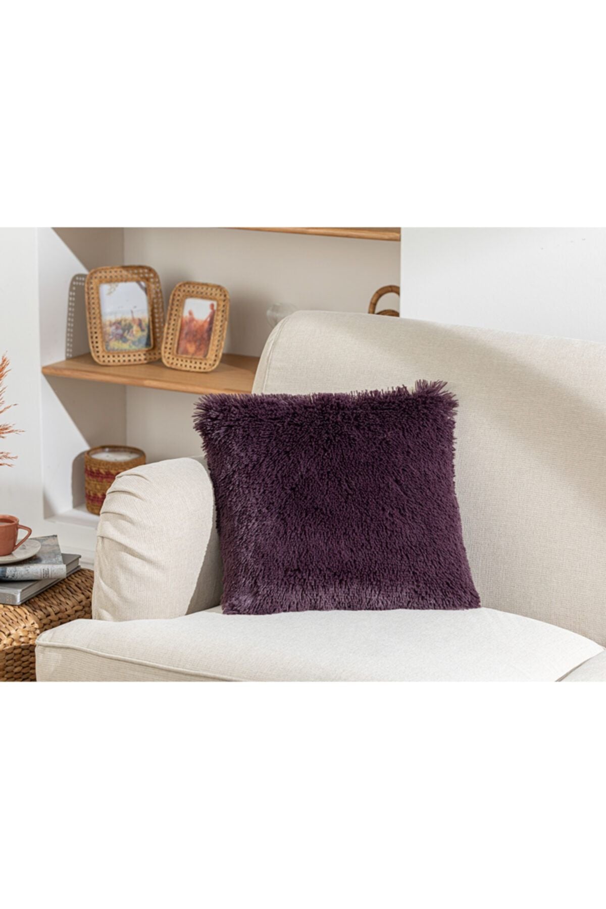 English Home Fluffy Plush Cushion Cover 45x45 cm Purple 1