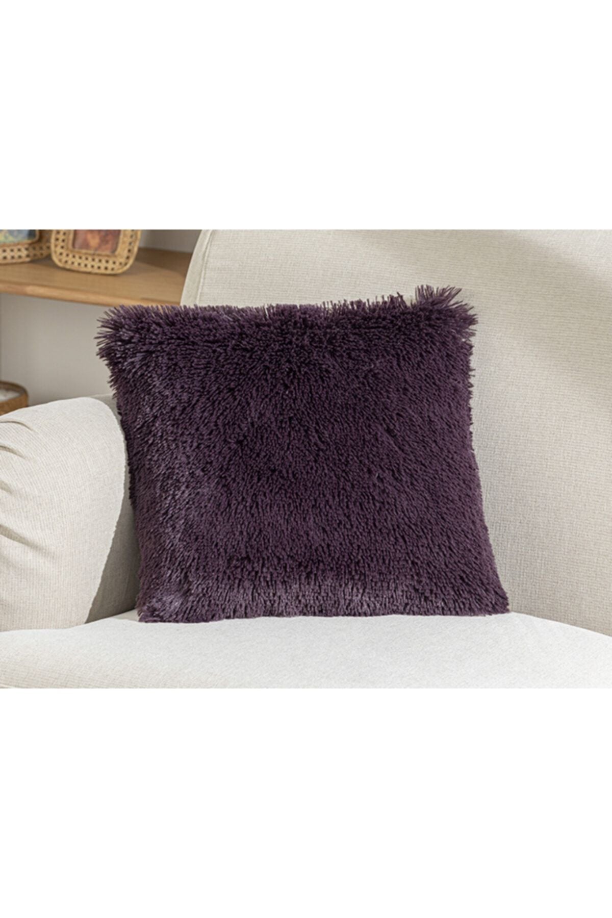 English Home Fluffy Plush Cushion Cover 45x45 cm Purple 2