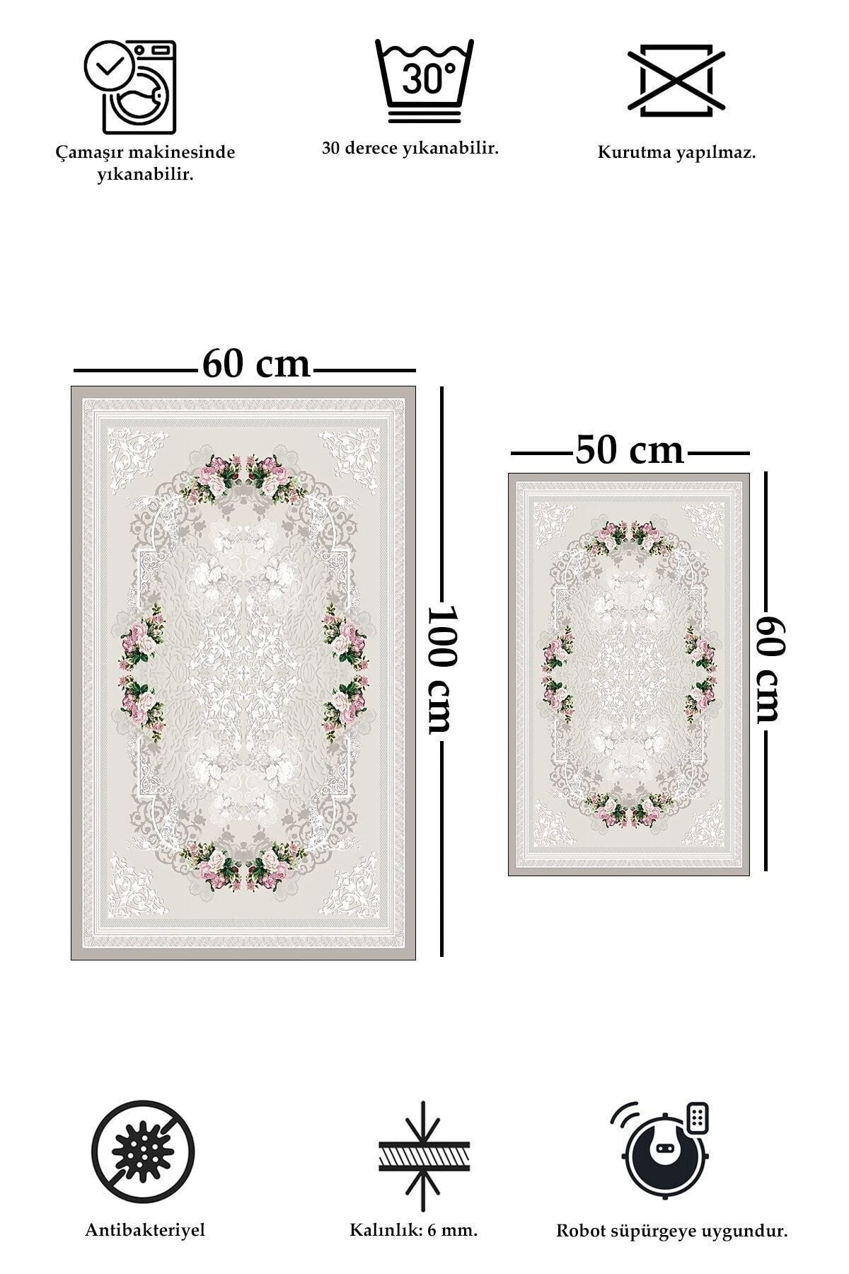 Alaaddin Carpet Non-Slip Washable 2-Piece Set 60x100 50x60 Bathroom Rug and Toilet Set 2