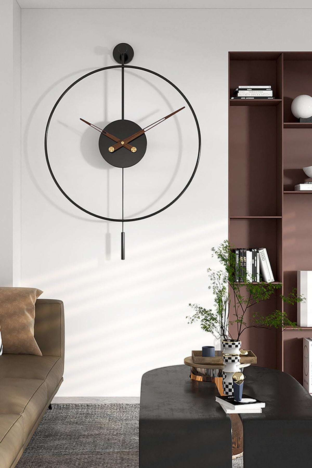 AGA KONSEPT Tiktok Plus 60 Cm Black, Modern Decorative Pendulum Metal Wall Clock 2