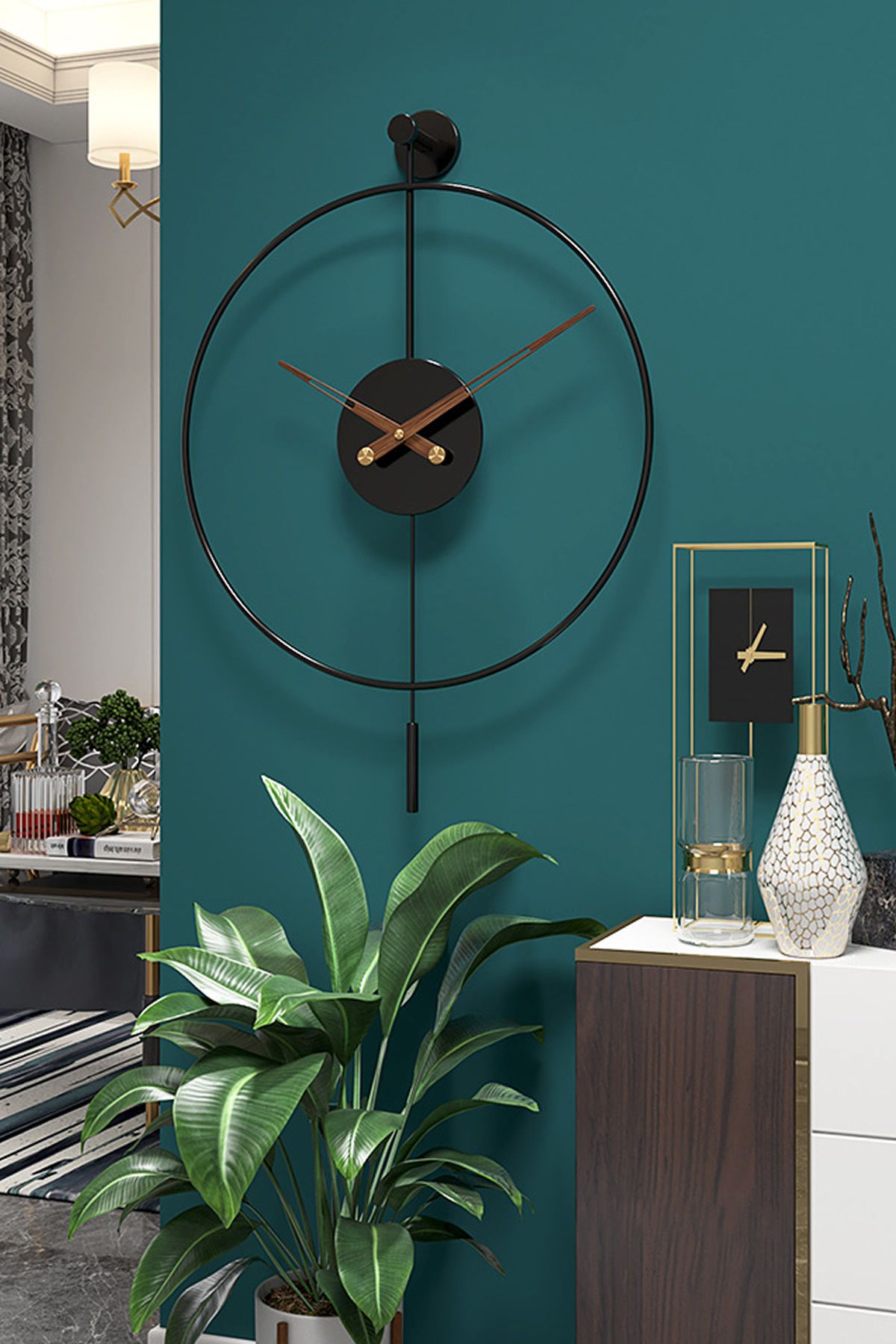 AGA KONSEPT Tiktok Plus 60 Cm Black, Modern Decorative Pendulum Metal Wall Clock 3