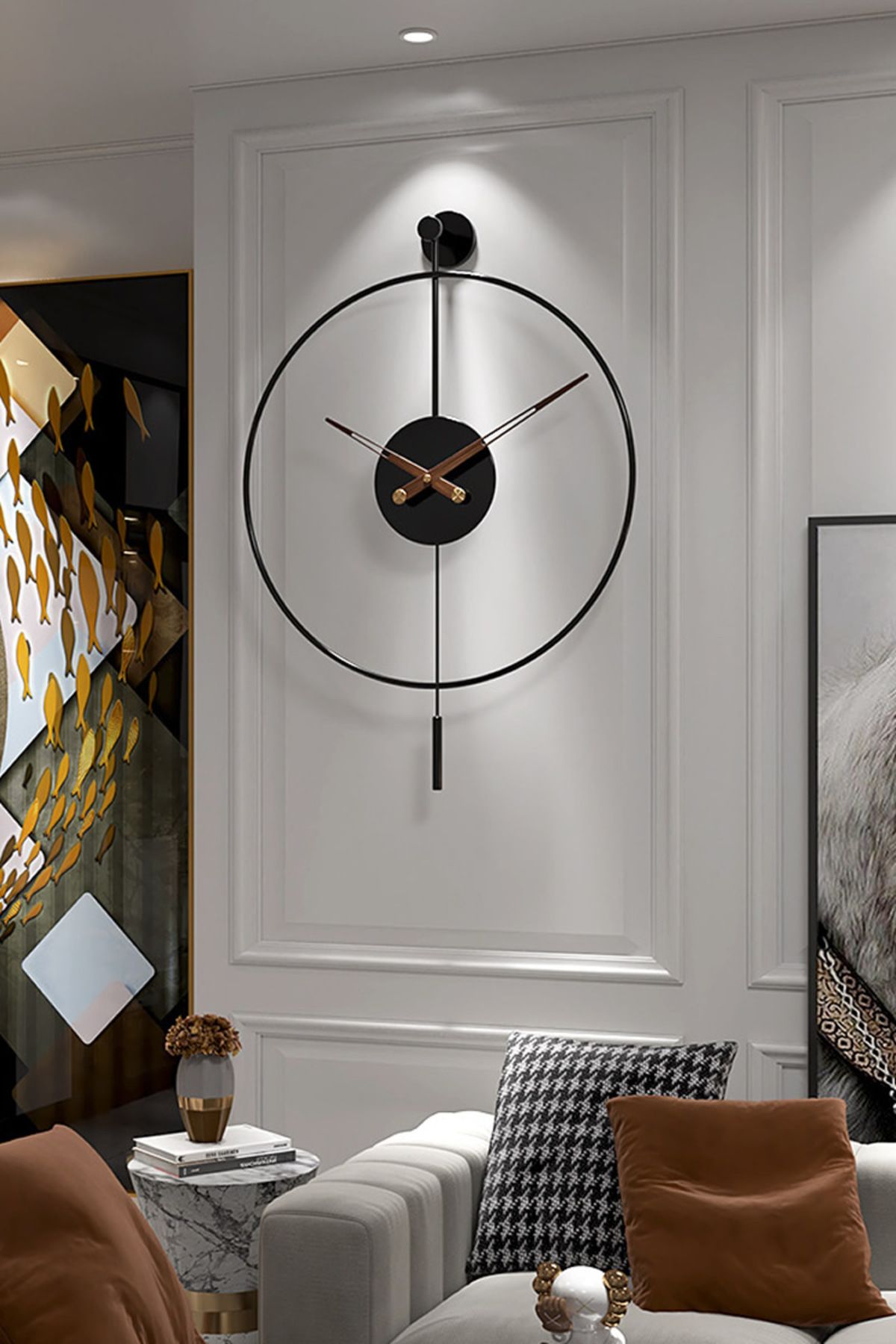 AGA KONSEPT Tiktok Plus 60 Cm Black, Modern Decorative Pendulum Metal Wall Clock 4