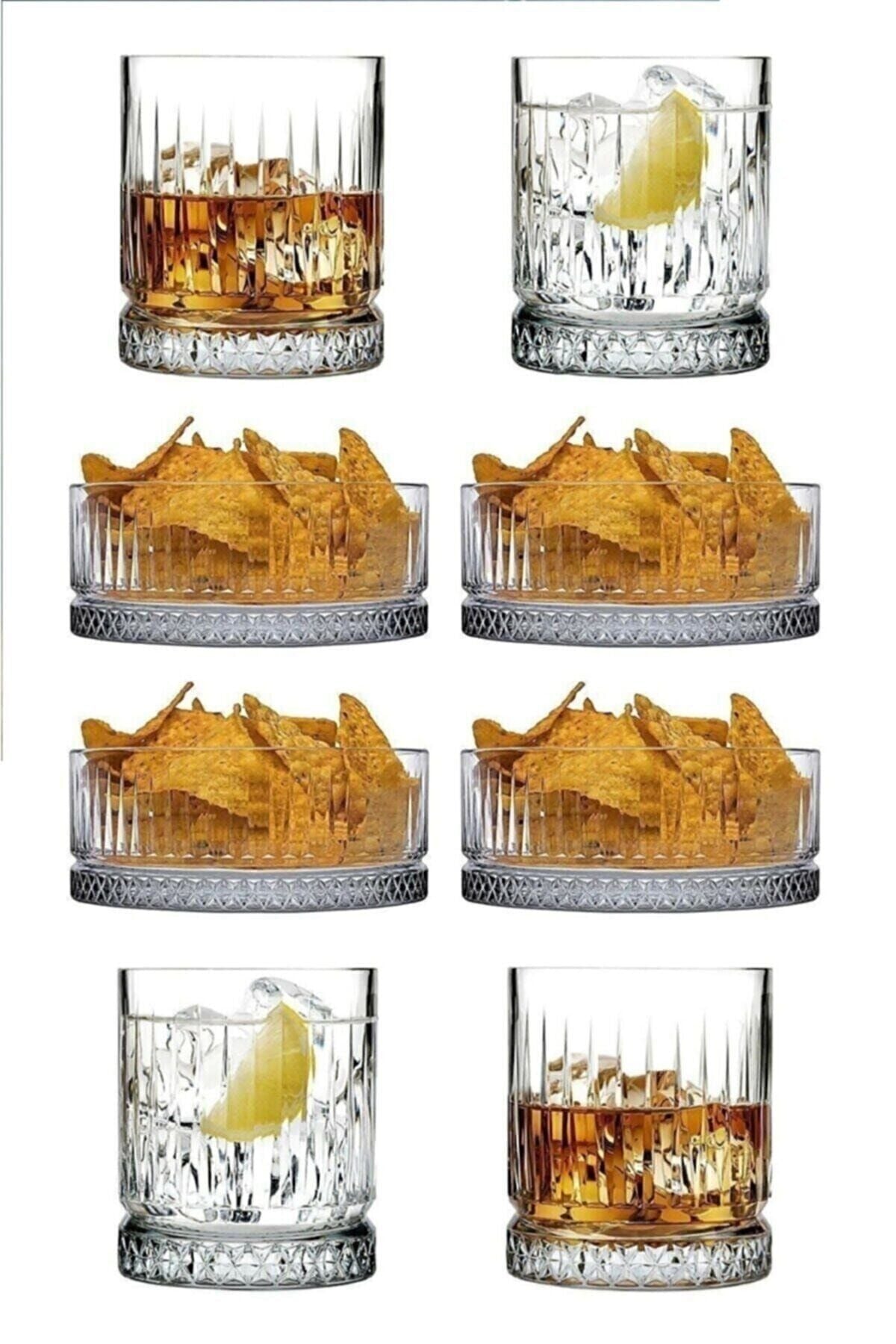 Paşabahçe Elysia Whiskey Set 8 Pieces (4 Pieces 210CC Glass) (4 Pieces 235CC Snack Bowl) 1